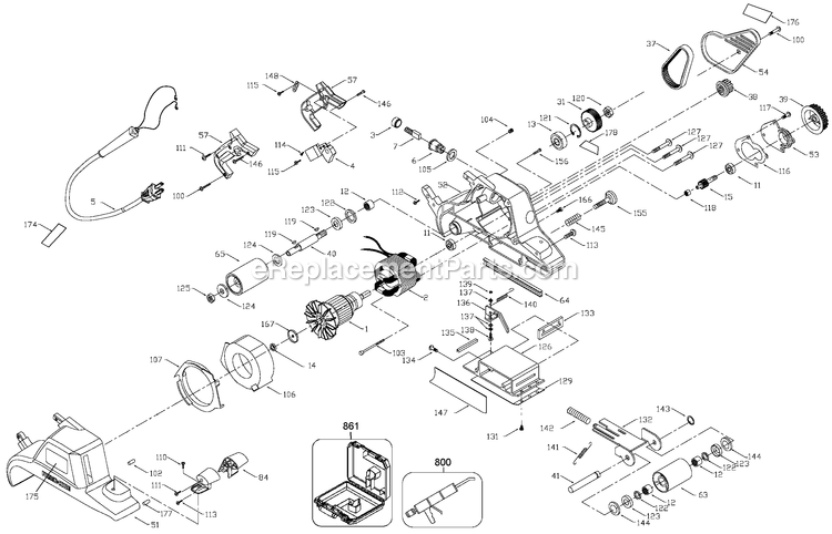 Porter Cable 363 (Type 10) Belt Sander Power Tool Page A Diagram